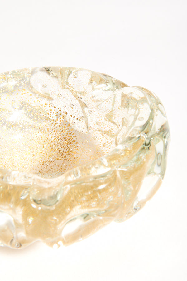 Murano Gold Flecked Chunky Glass Bowl