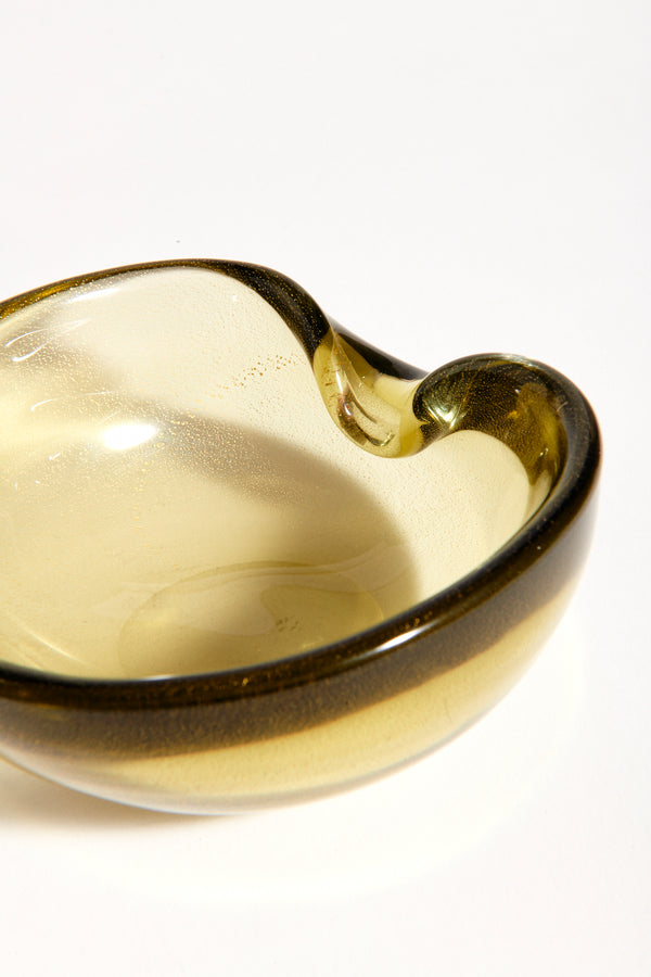 Murano Gold Flecked Pale Chartreuse Bowl