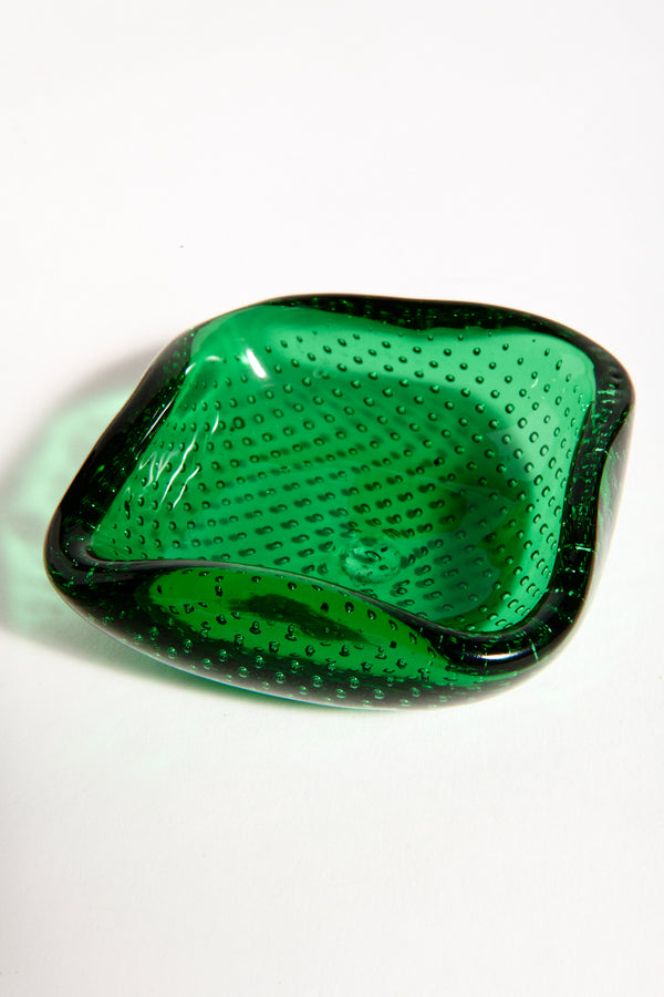 Murano Petite Green Bubble Glass Bowl