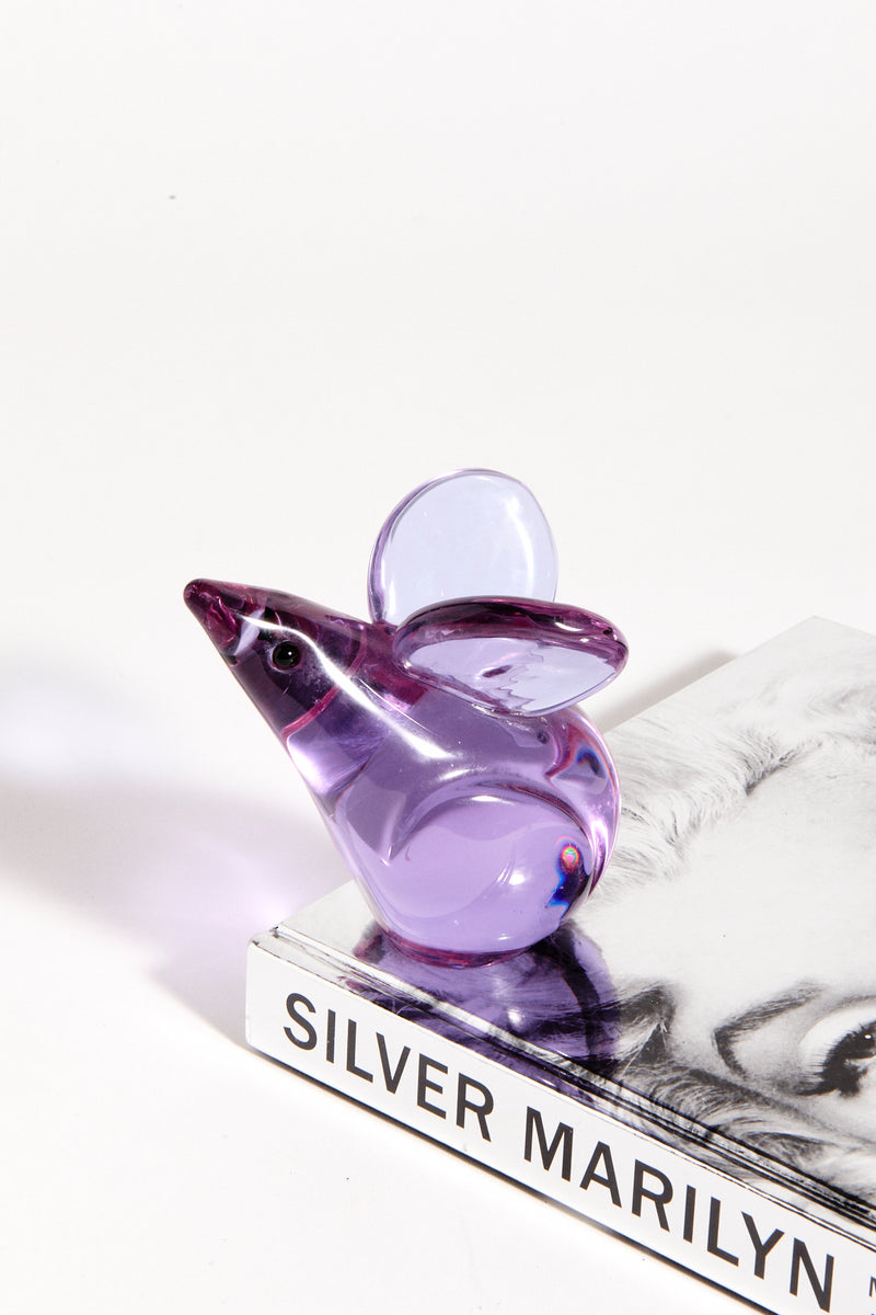 Swedish Mauve/Pink Glass Mouse