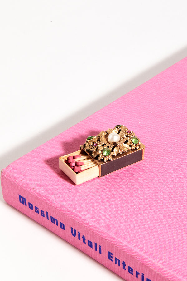 Italian Faux Pearl Crystal Matchbox