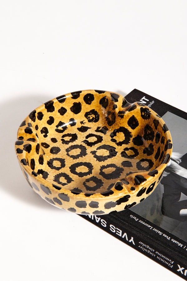 60s Italian Leopard Print Ceramic Ashtray