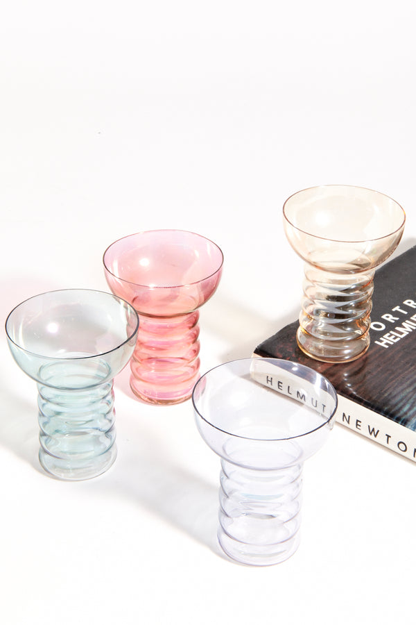 1930s Iridescent Ribbed Tumbler Set of Four