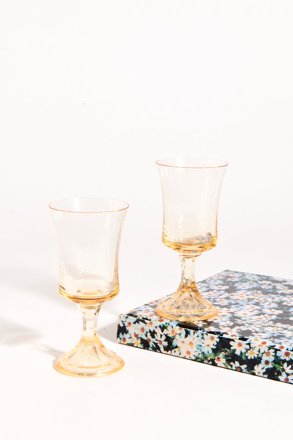Pale Yellow Wine Glass Set of Two