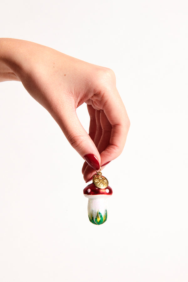 Mushroom Blown Glass Ornament