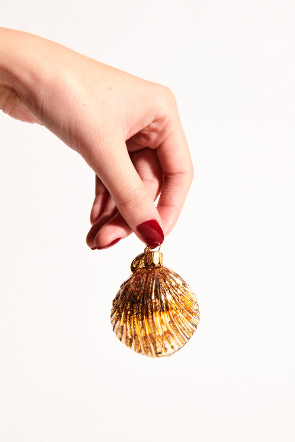 Gold Shell Blown Glass Ornament