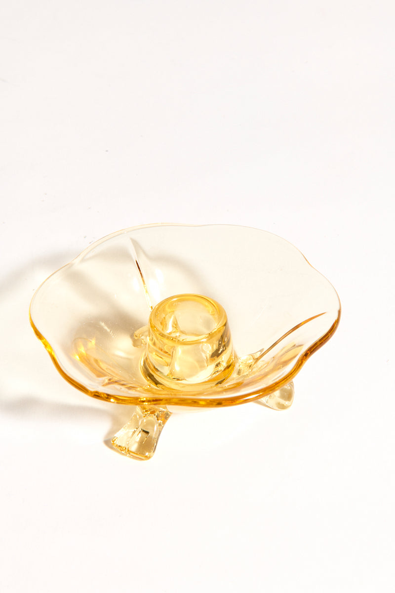 Yellow Glass Candle Holder Set of Two