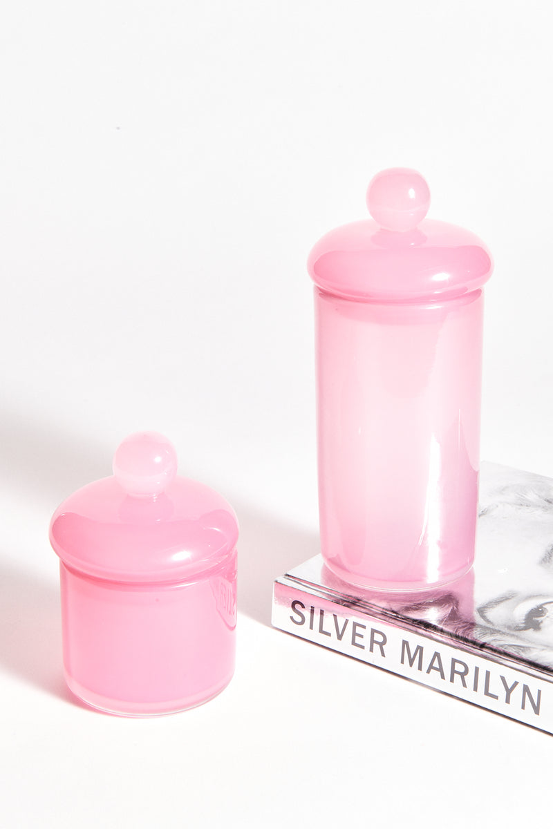 Italian Murano Pink Jar Set of Two