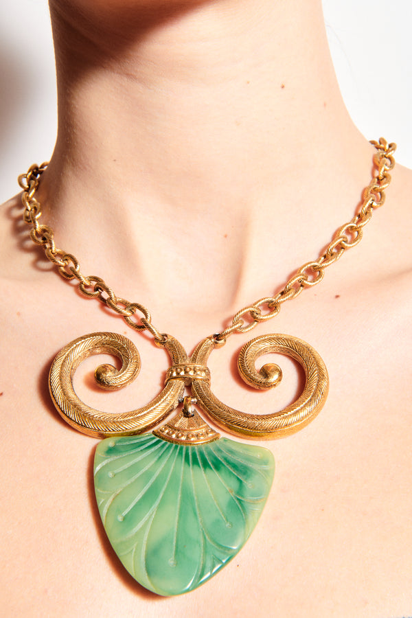 1960s Faux Jade Amulet Necklace