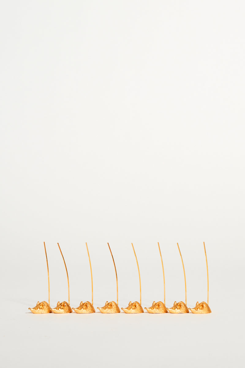 Gold Toned Mice Appetizer Pick Set