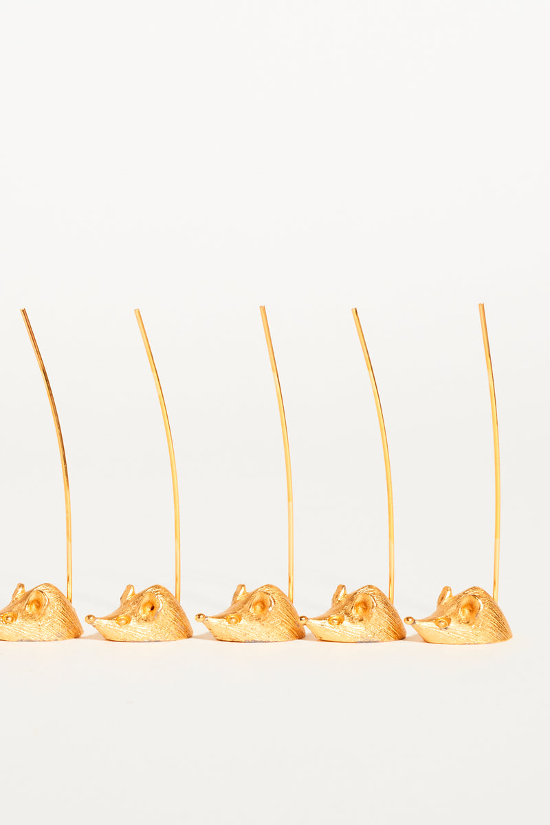 Gold Toned Mice Appetizer Pick Set