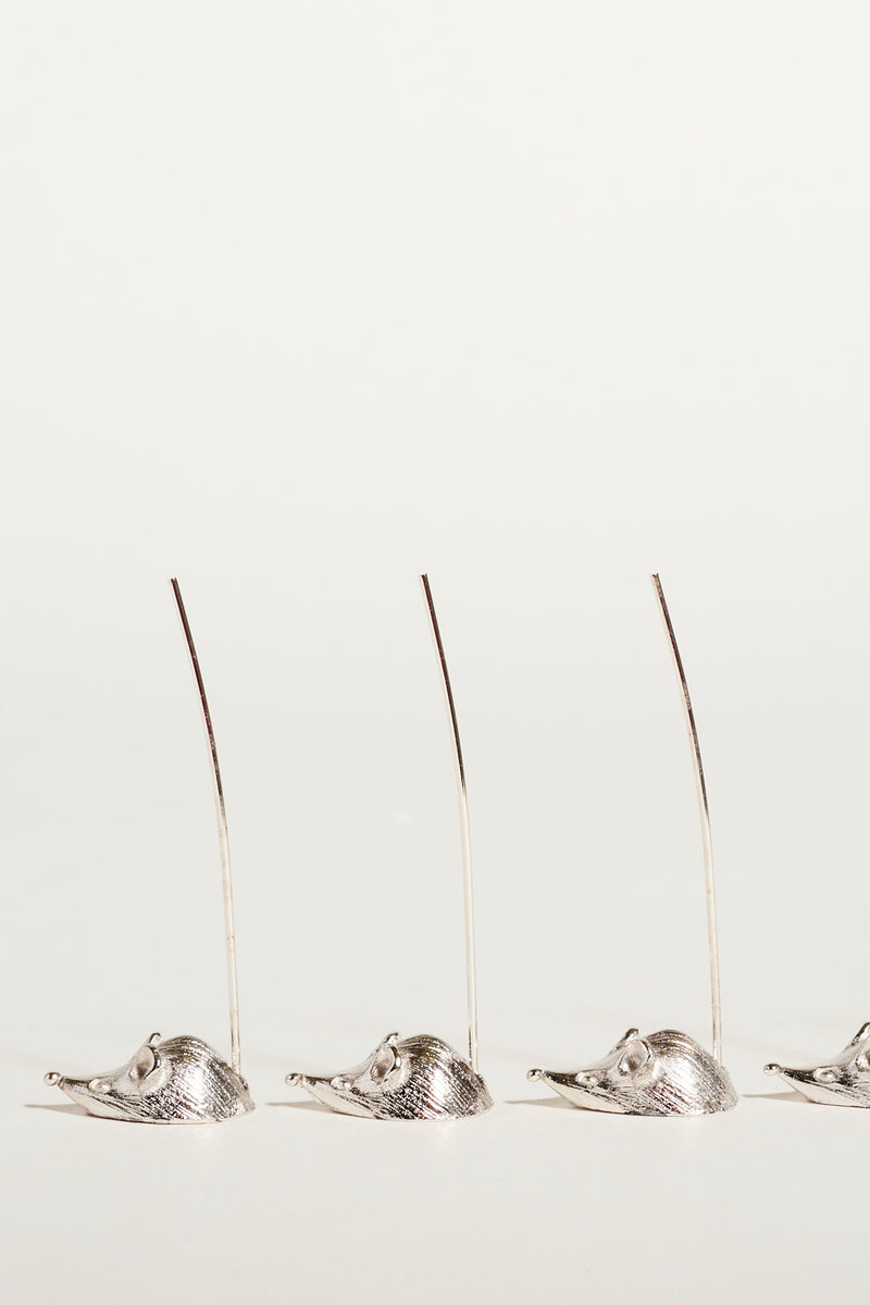 Silver Plate Mice Appetizer Pick Set of Eight