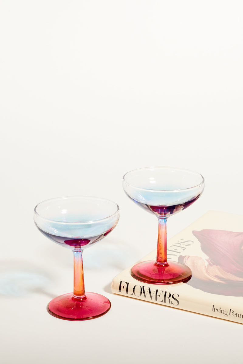 Ombré Rainbow Cocktail Glasses Set of Two
