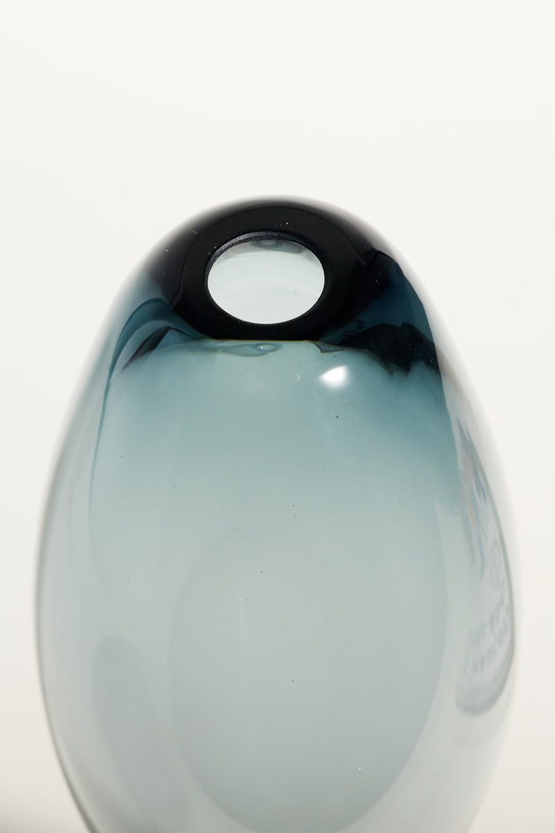 Murano Smoky Blue Gray Hourglass Vase