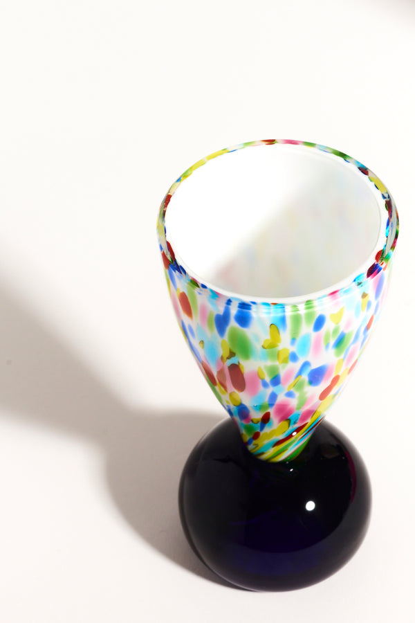 Signed Rare Murano Artist Confetti Goblet Set of Two