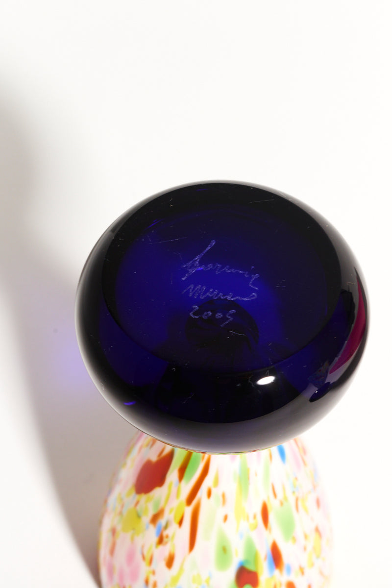 Signed Rare Murano Artist Confetti Goblet Set of Two
