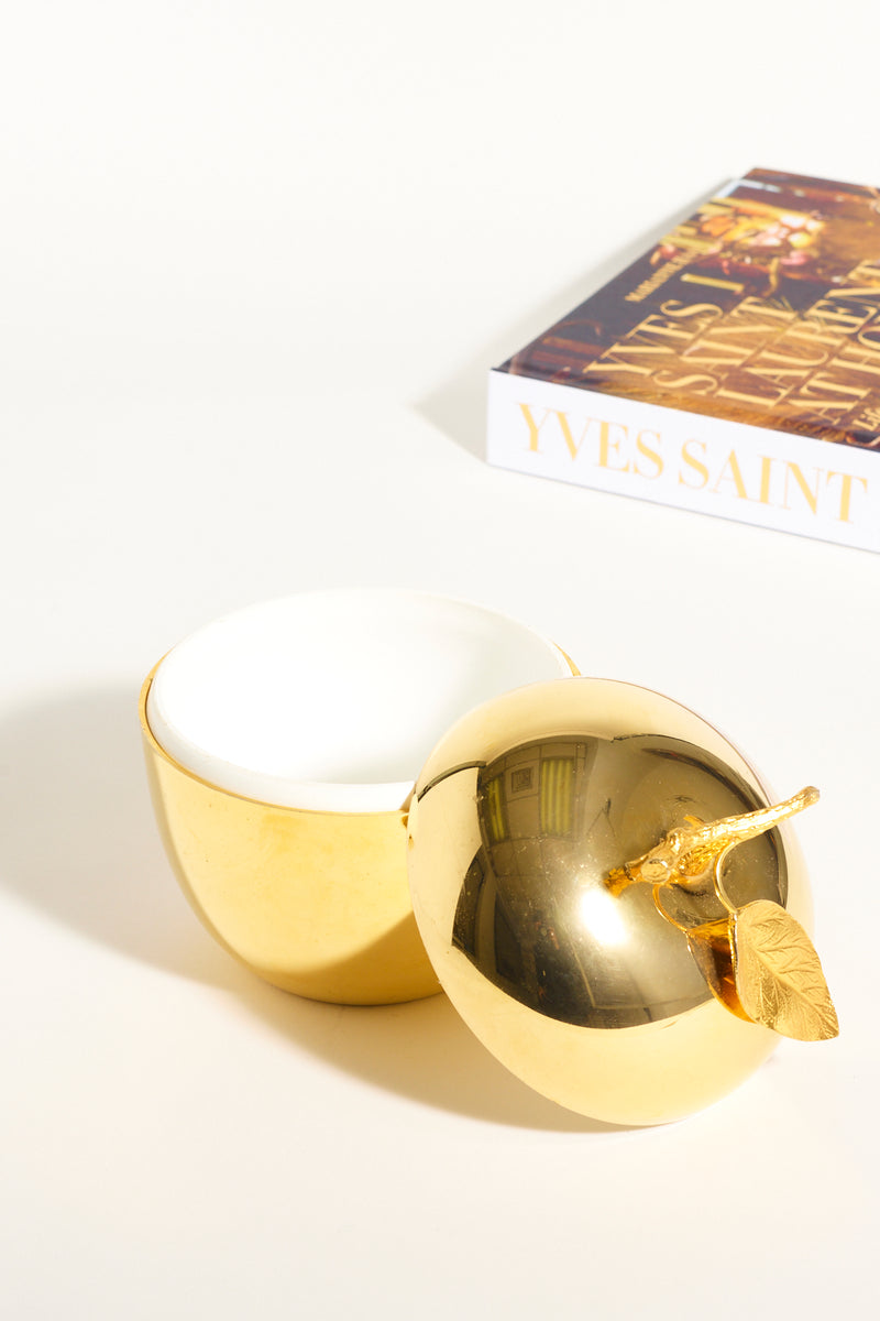 Gold Tone Apple Ice Bucket
