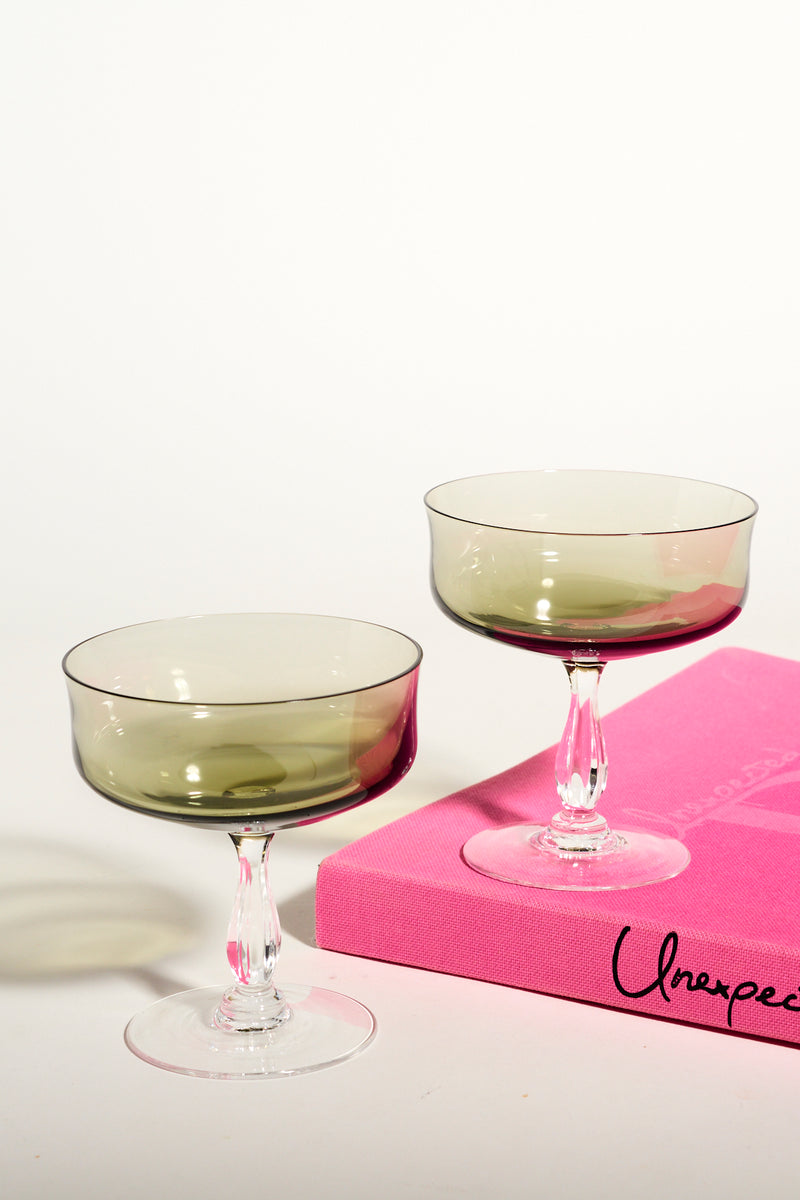 Smoky Gray Cocktail Glass Set of Two