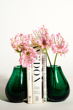 Mid Century Emerald Bubble Vase Bookend Set