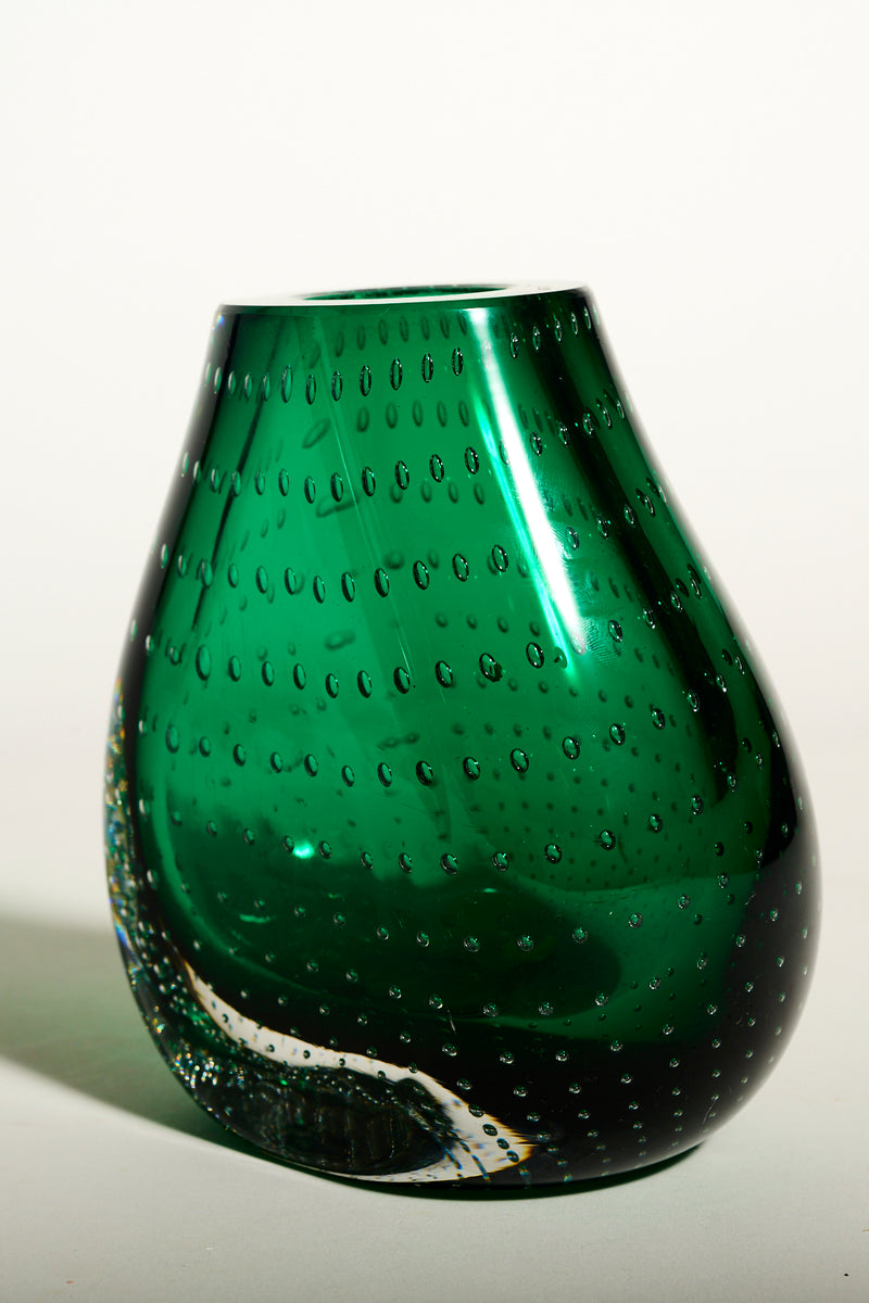 Mid Century Emerald Bubble Vase Bookend Set
