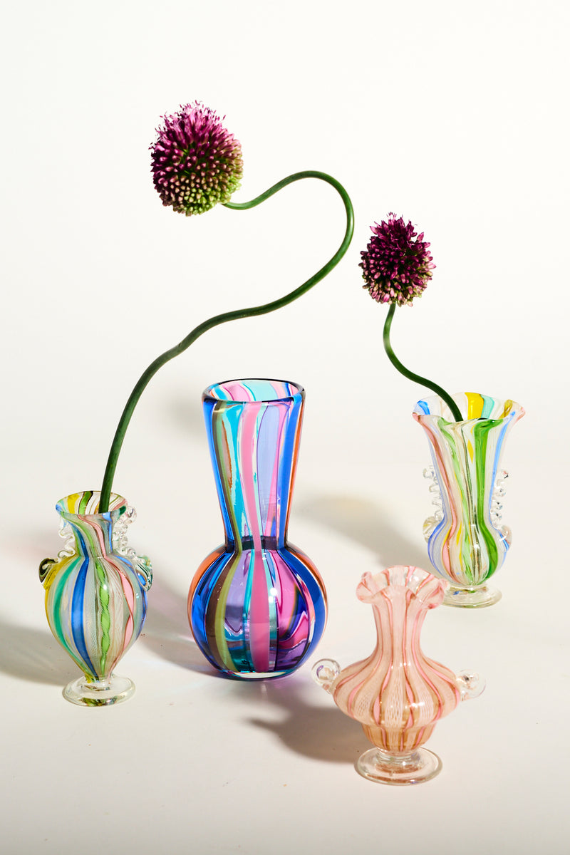 Petite Rainbow Latticino Vase