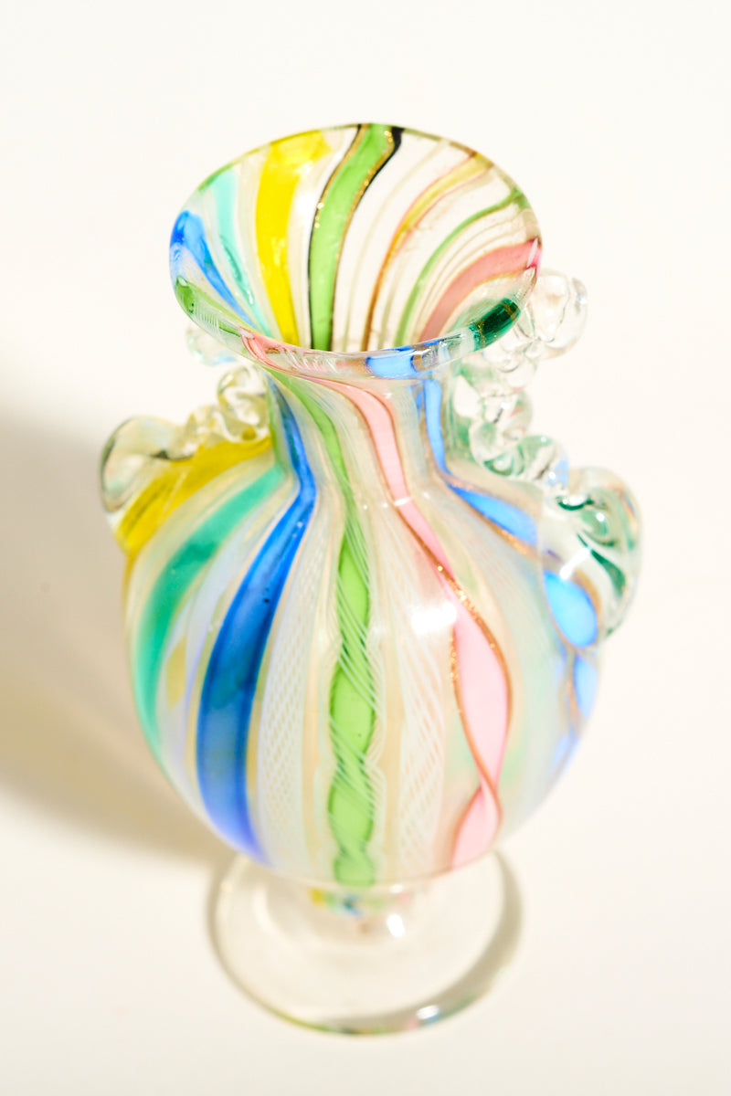 Petite Rainbow Latticino Vase