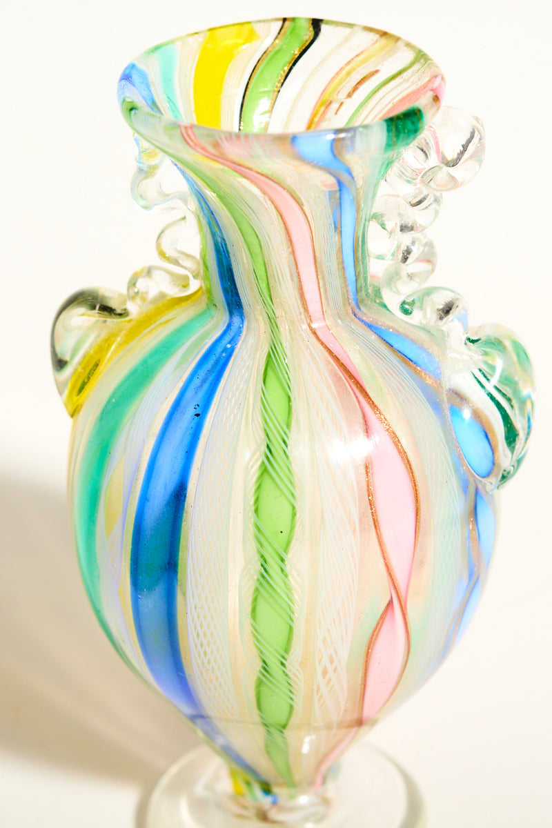 Petite Rainbow Latticino Vase