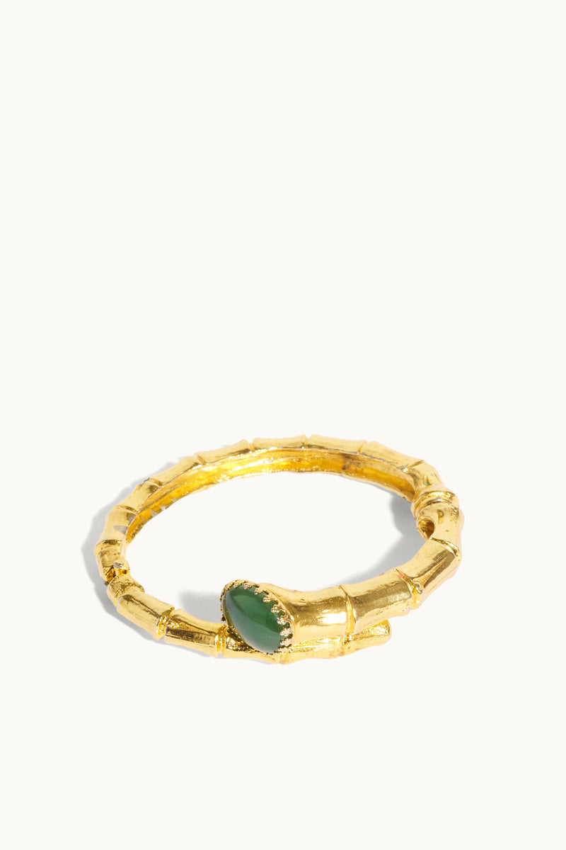 Faux Jade and Gold Bamboo Bangle