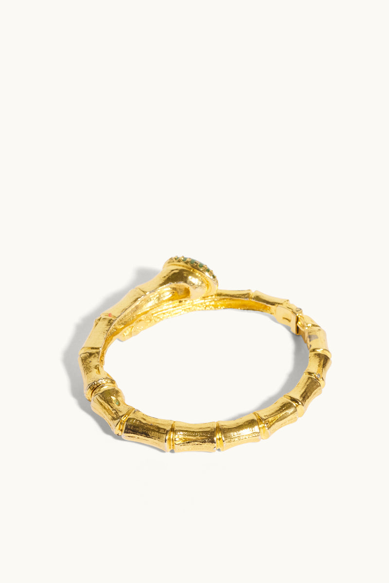 Faux Jade and Gold Bamboo Bangle