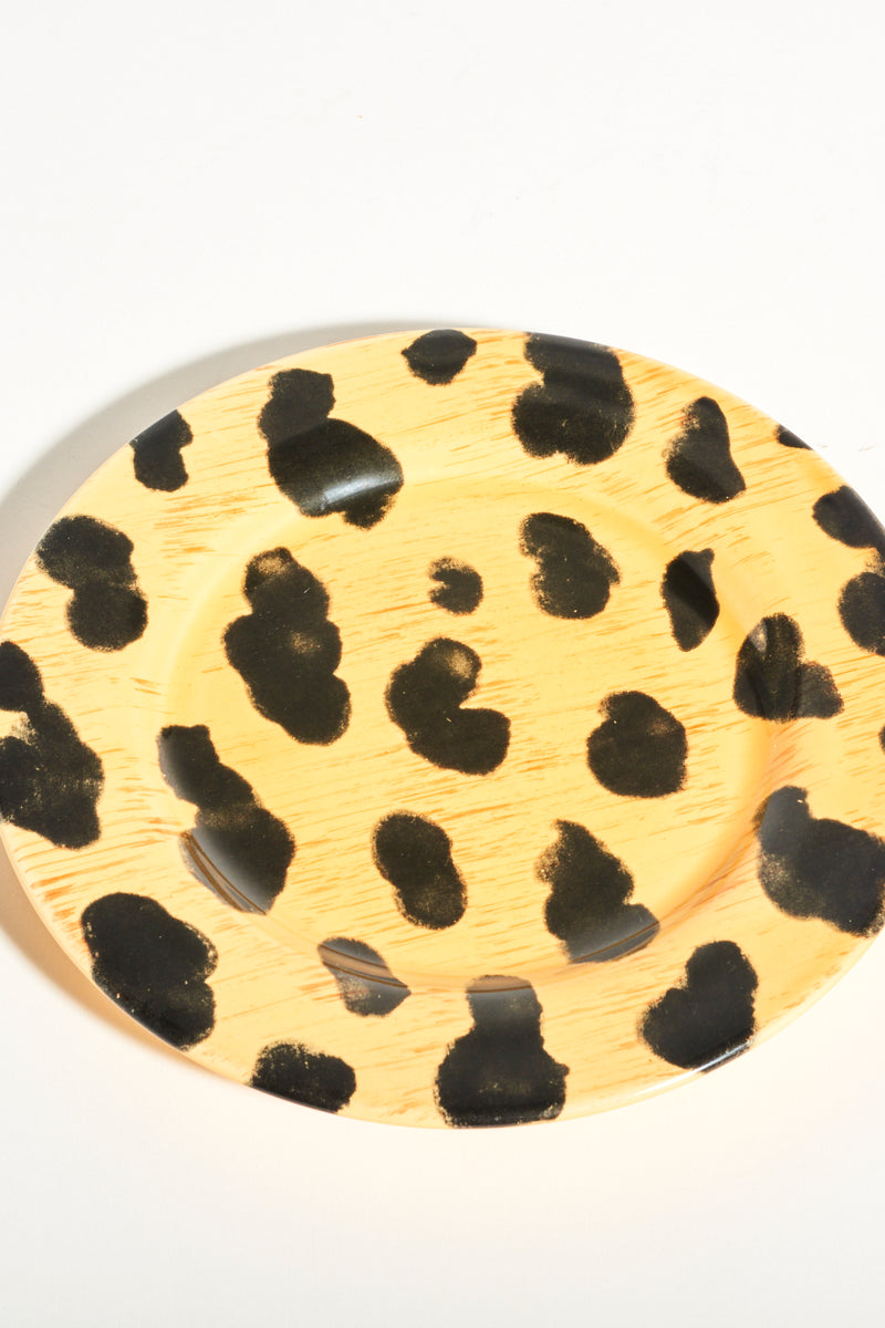 Italian Hand Painted Leopard Print Plates Set of Two