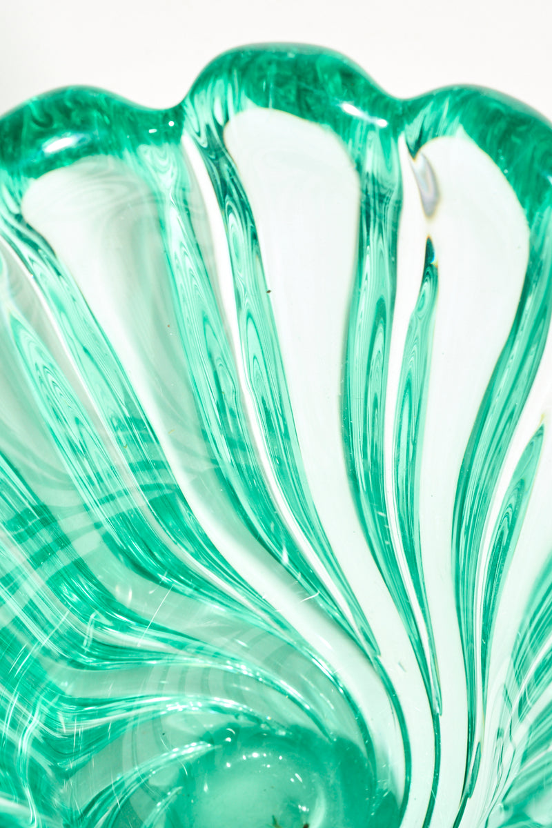 Seguso Murano Ribbed Sea Green Vase