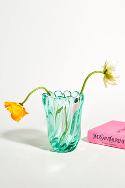 Seguso Murano Ribbed Sea Green Vase