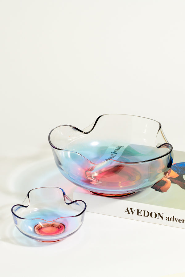 Ombré Rose Pink/Lilac/Blue Glass Chip & Dip Set