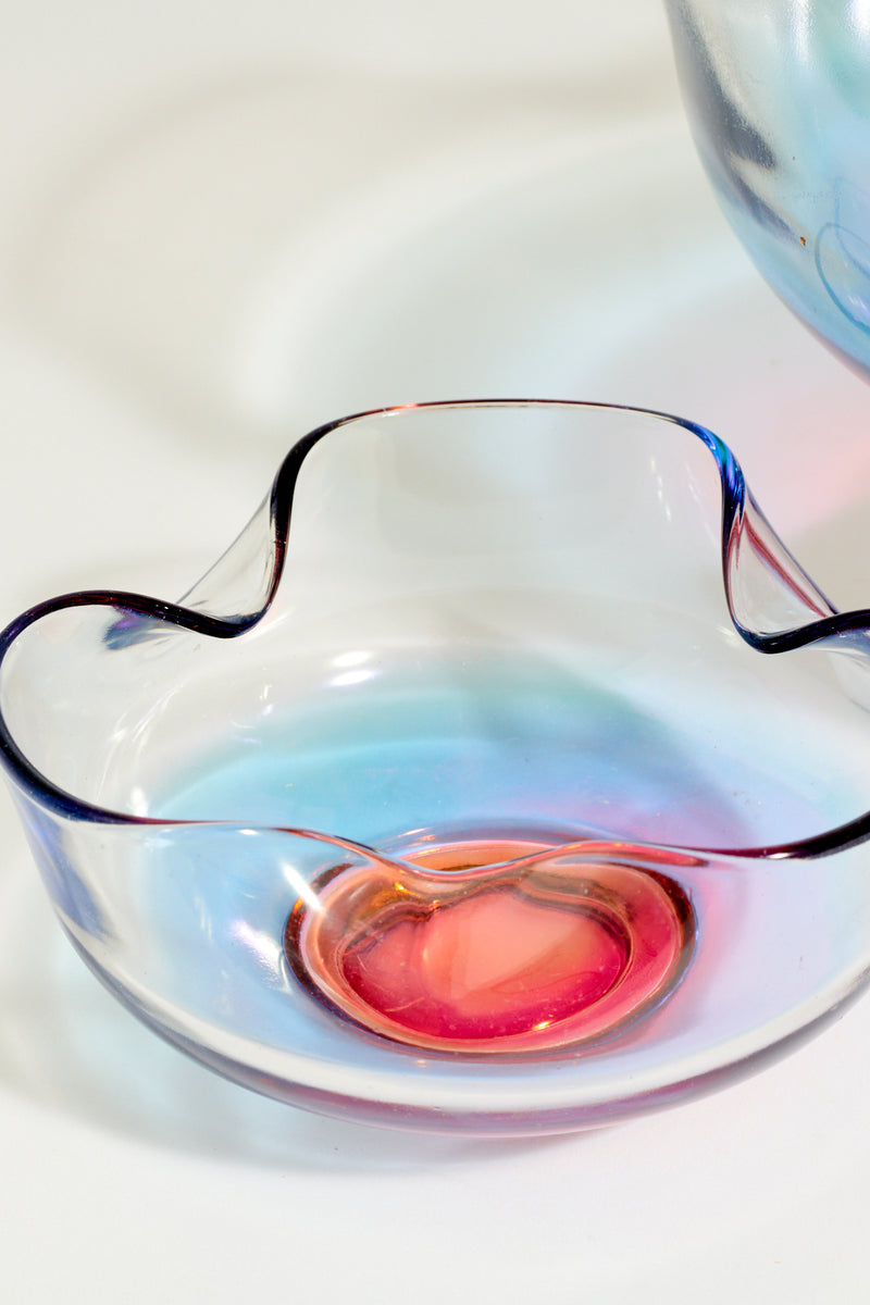 Ombré Rose Pink/Lilac/Blue Glass Chip & Dip Set