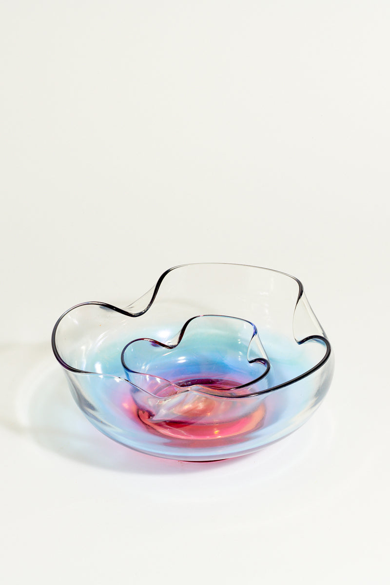 Ombré Rose Pink/Lilac/Blue Glass Chip & Dip Set