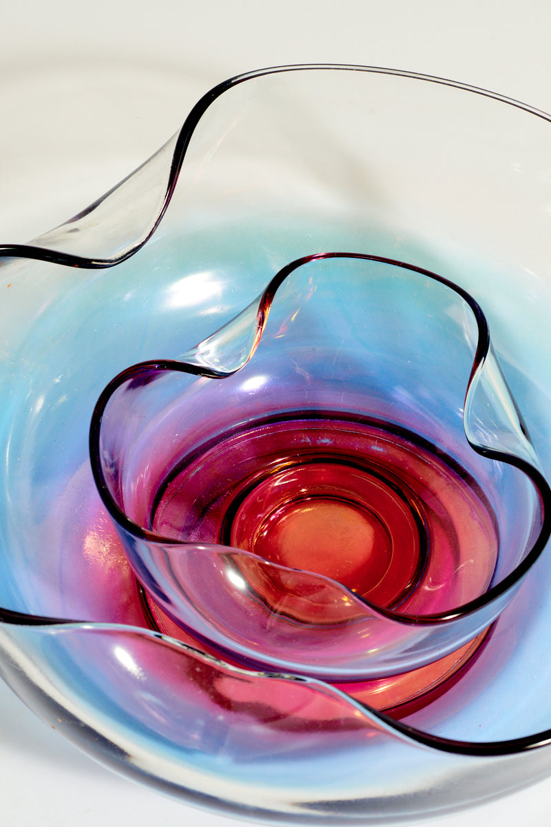 Ombré Rose Pink/Lilac/Blue Glass Chip & Dip Set