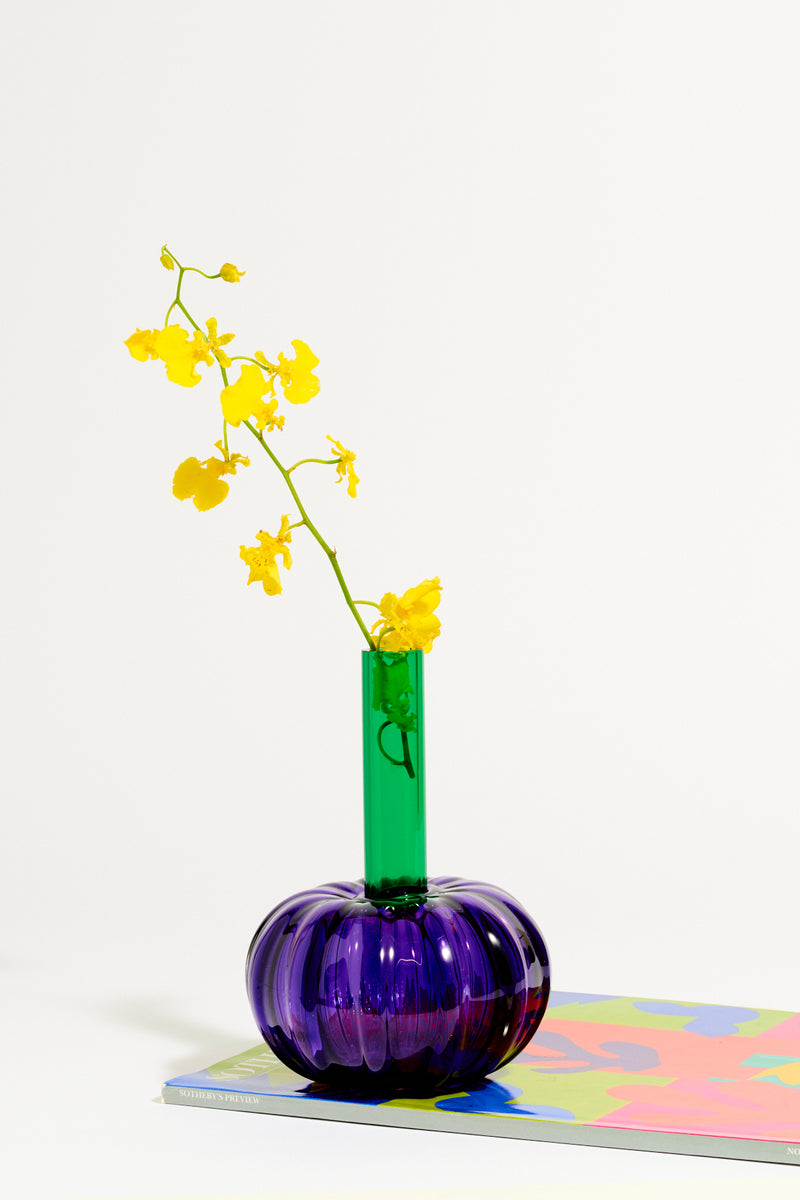 Purple Green Art Glass Vase
