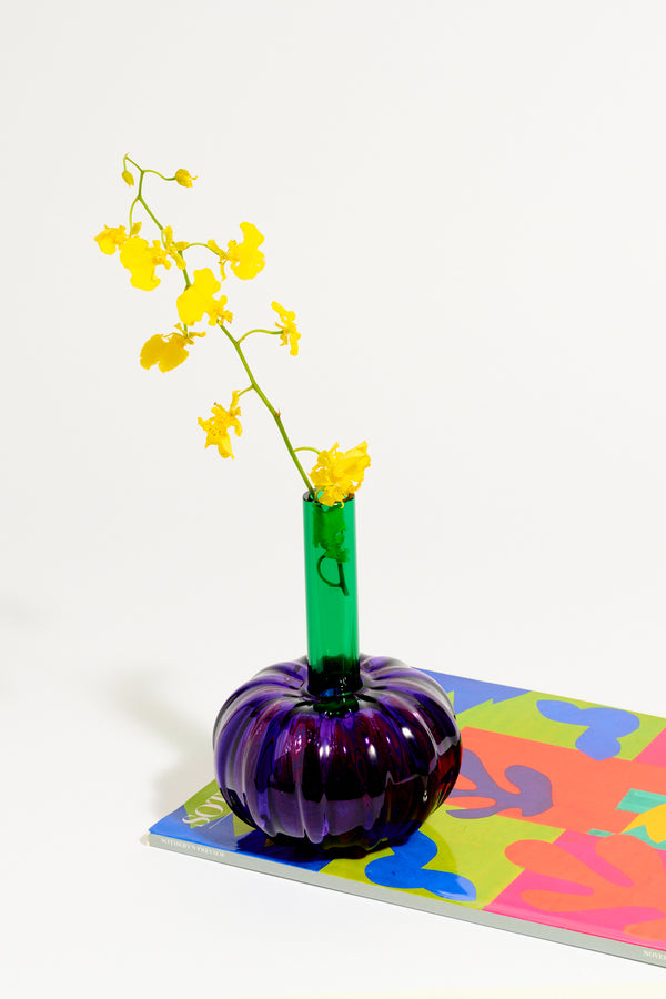 Purple Green Art Glass Vase