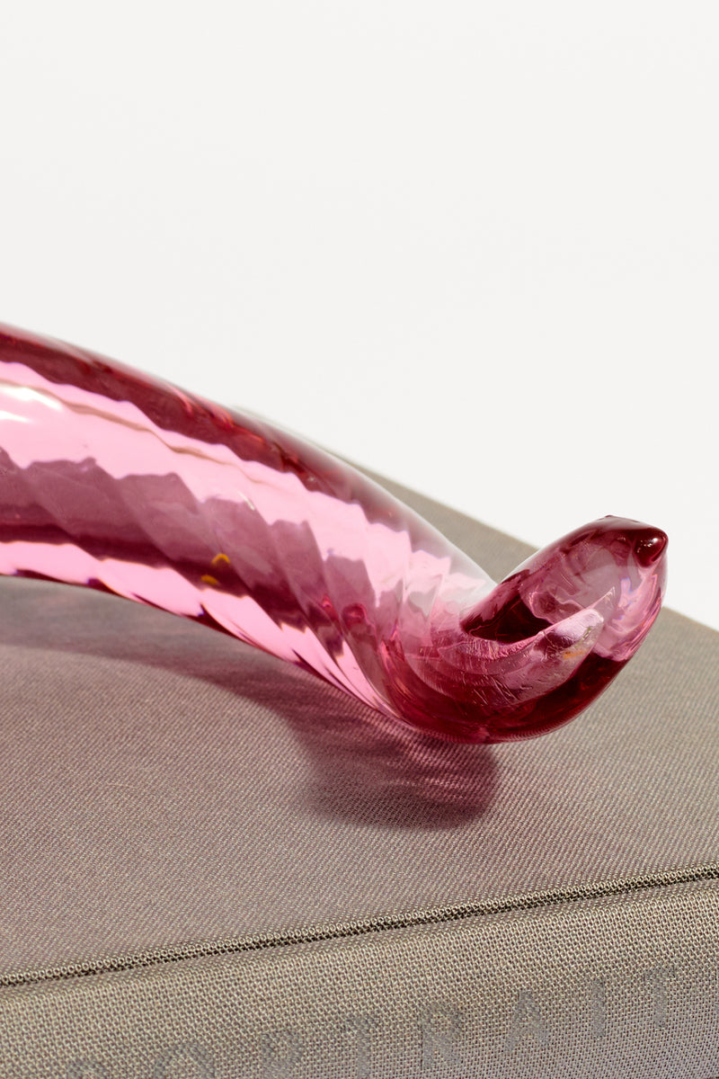 Pink Glass Cornucopia Vase