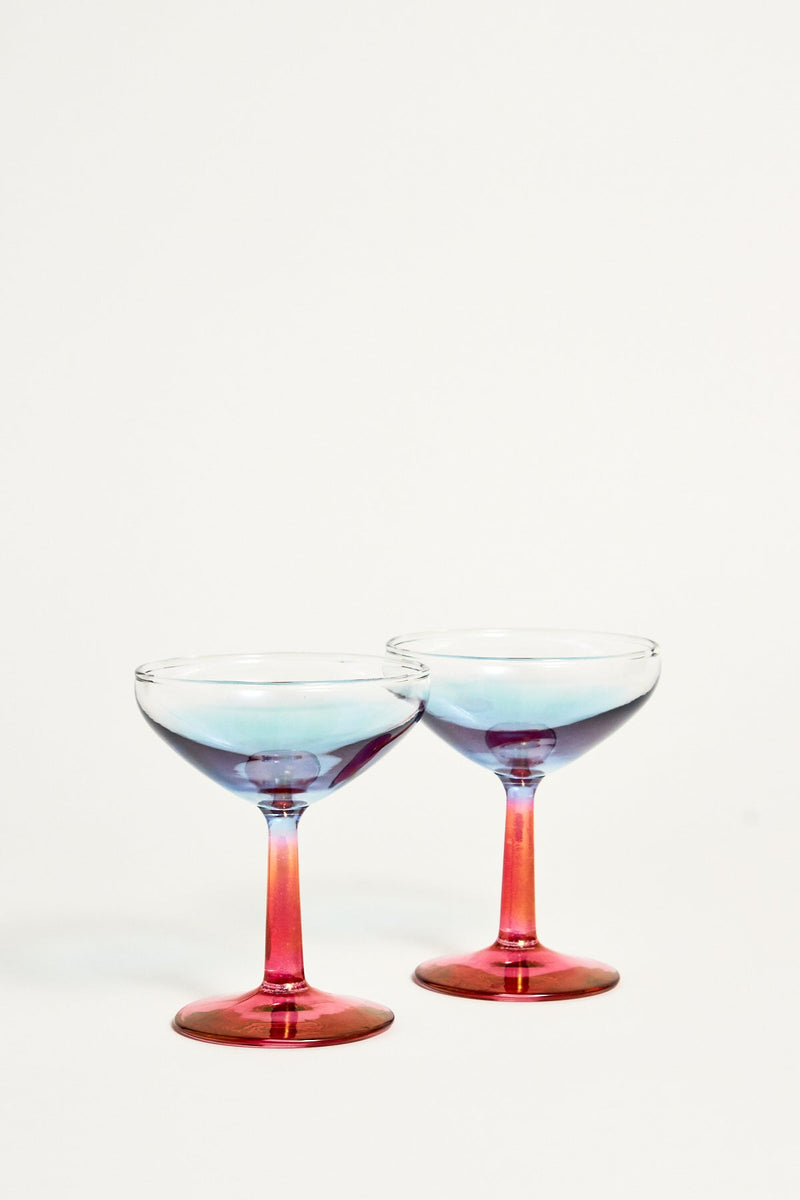 Ombré Rainbow Cocktail Glasses Set of Two
